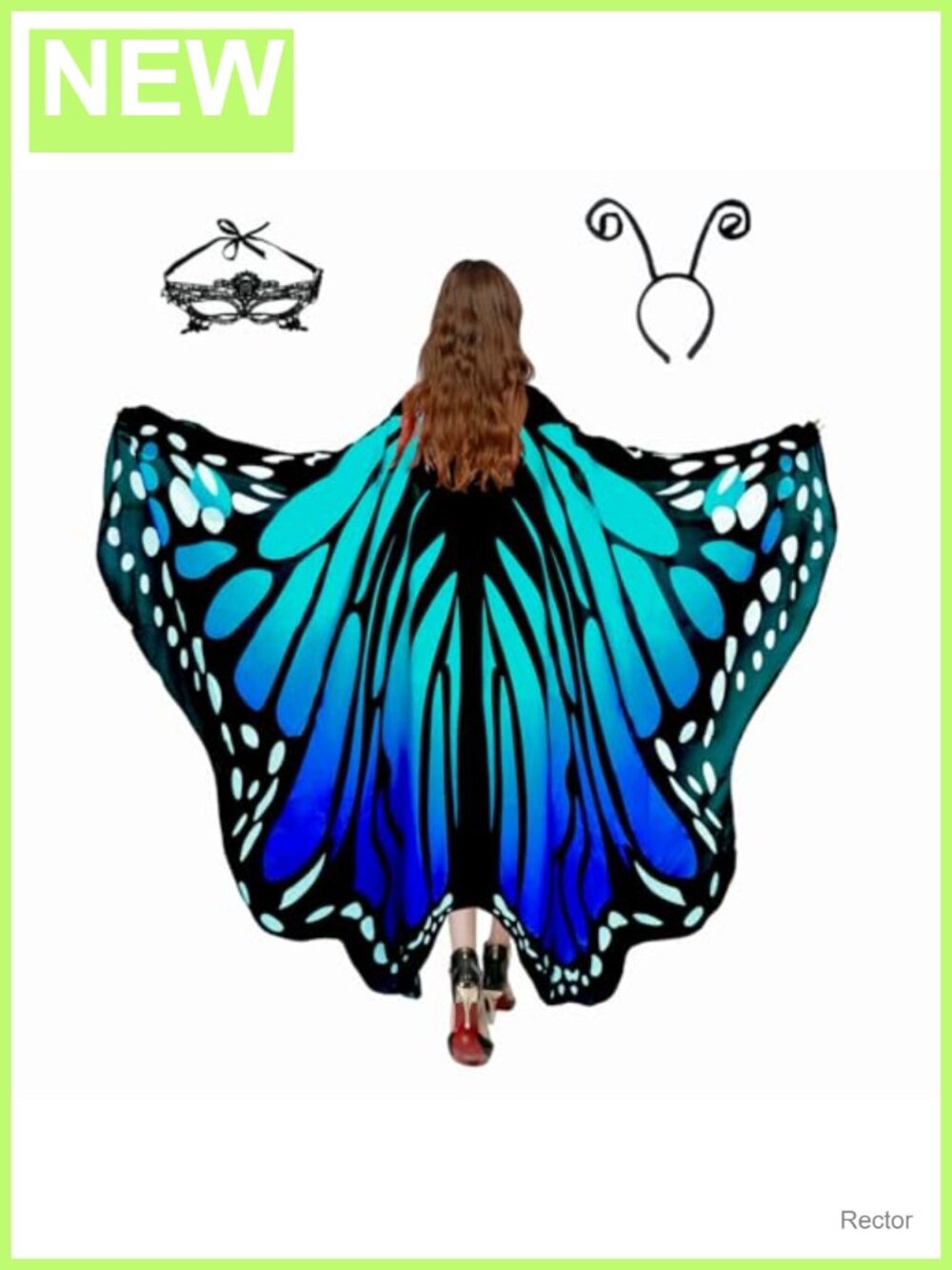 Butterfly Wings Cape Shawl with Mask & Headband for Women 3pc